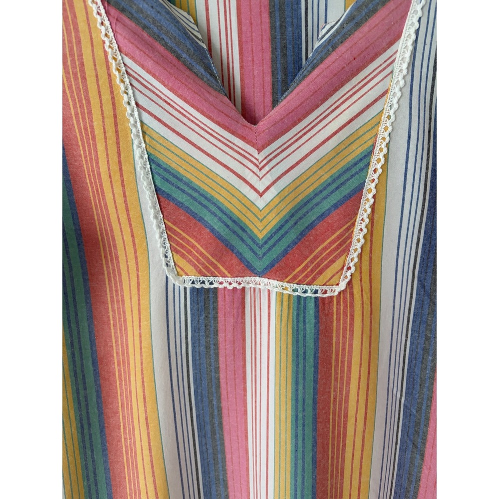 Rebecca Malone Women Multi Color Striped Bell Sleeve V-Neck Blouse XL Boho Top - Picture 4 of 6
